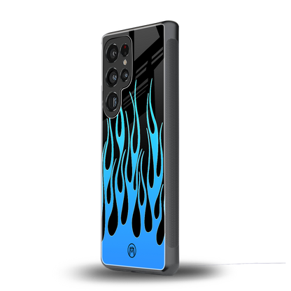 y2k blue flames back phone cover | glass case for samsung galaxy s25 ultra