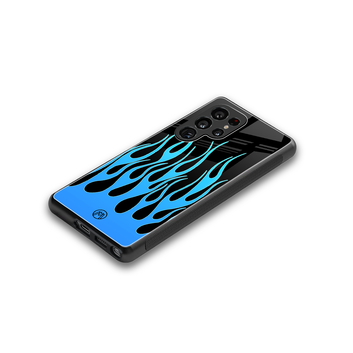 y2k blue flames back phone cover | glass case for samsung galaxy s25 ultra
