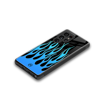 y2k blue flames back phone cover | glass case for samsung galaxy s25 ultra