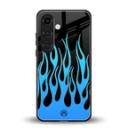 y2k blue flames back phone cover | glass case for samsung galaxy s24 fe