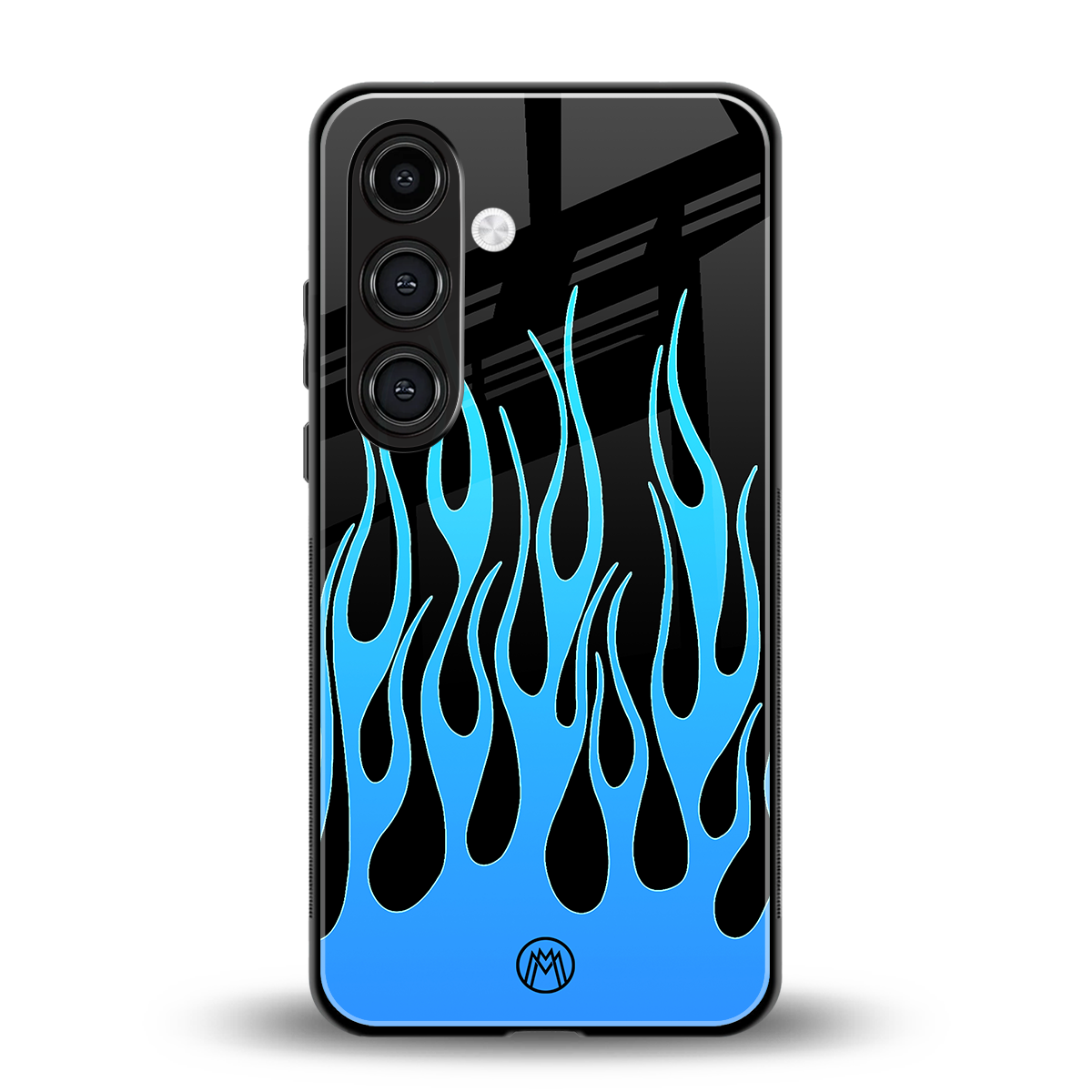 y2k blue flames back phone cover | glass case for samsung galaxy s23