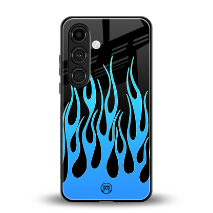 y2k blue flames back phone cover | glass case for samsung galaxy s23
