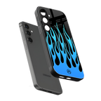 y2k blue flames back phone cover | glass case for samsung galaxy s24