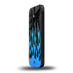 y2k blue flames back phone cover | glass case for samsung galaxy s24 plus
