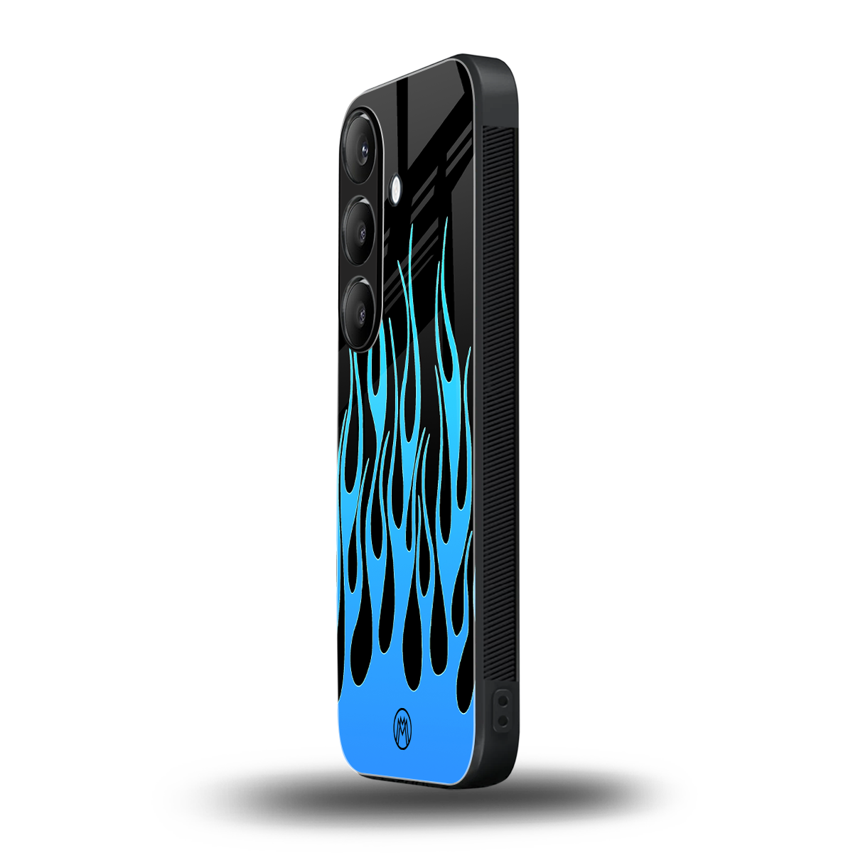 y2k blue flames back phone cover | glass case for samsung galaxy s24 plus