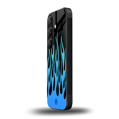 y2k blue flames back phone cover | glass case for samsung galaxy s23
