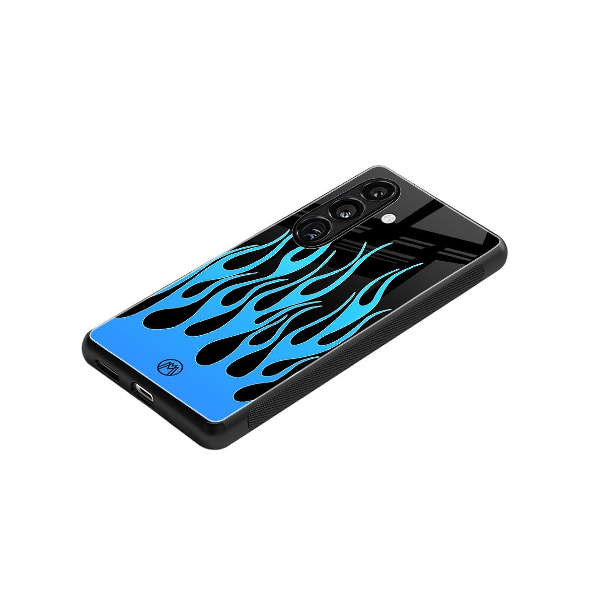 y2k blue flames back phone cover | glass case for samsung galaxy s23