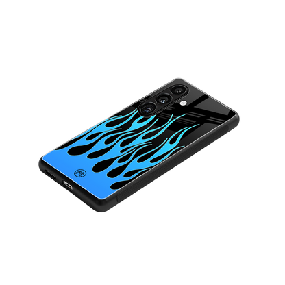 y2k blue flames back phone cover | glass case for samsung galaxy s23