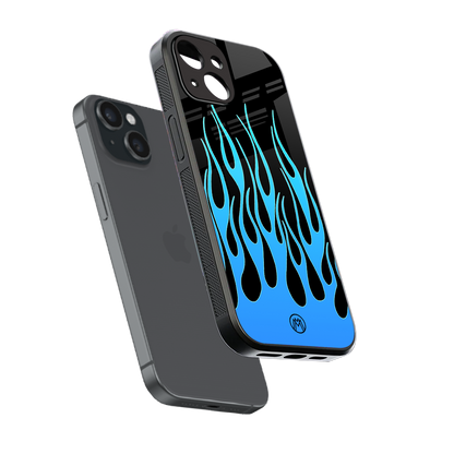 y2k blue flames back phone cover | glass case for iphone 14