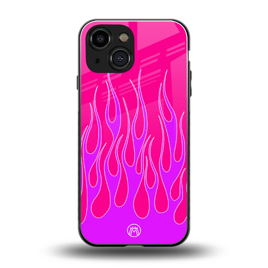 y2k hot pink flames back phone cover | glass case for iphone 13 mini
