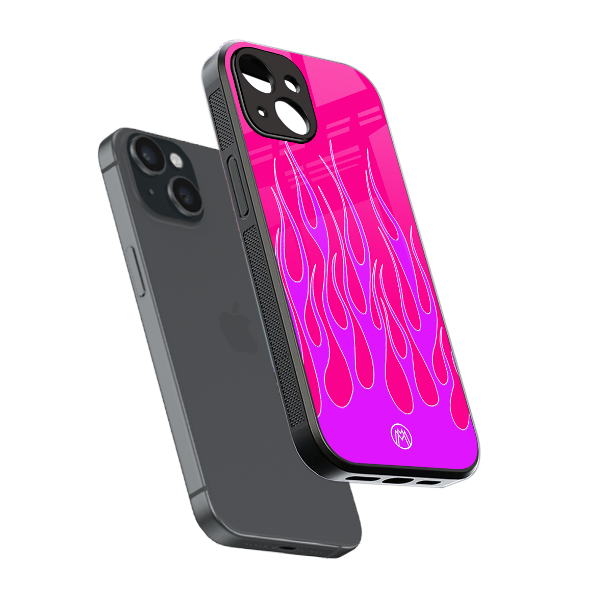 y2k hot pink flames back phone cover | glass case for iphone 13 mini
