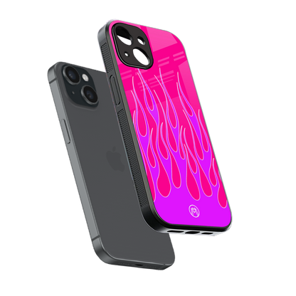 y2k hot pink flames back phone cover | glass case for iphone 13