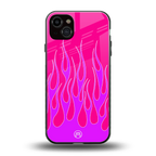 y2k hot pink flames back phone cover | glass case for iphone 14 plus