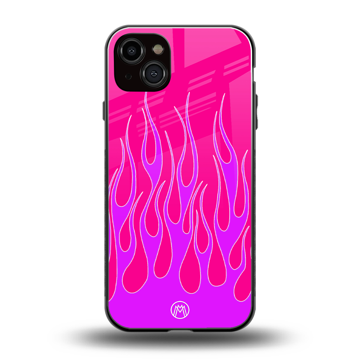 y2k hot pink flames back phone cover | glass case for iphone 14 plus