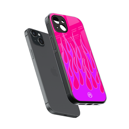 y2k hot pink flames back phone cover | glass case for iphone 14 plus