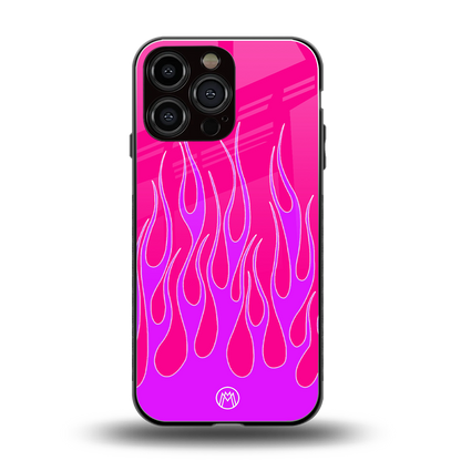 y2k hot pink flames back phone cover | glass case for iphone 14 pro max