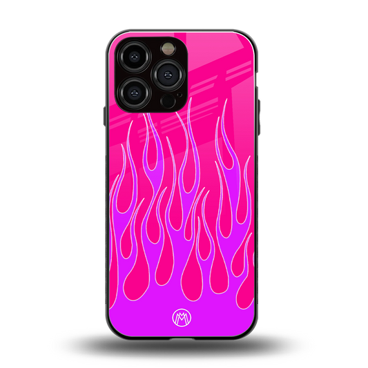 y2k hot pink flames back phone cover | glass case for iphone 14 pro max
