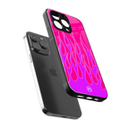 y2k hot pink flames back phone cover | glass case for iphone 15 pro max