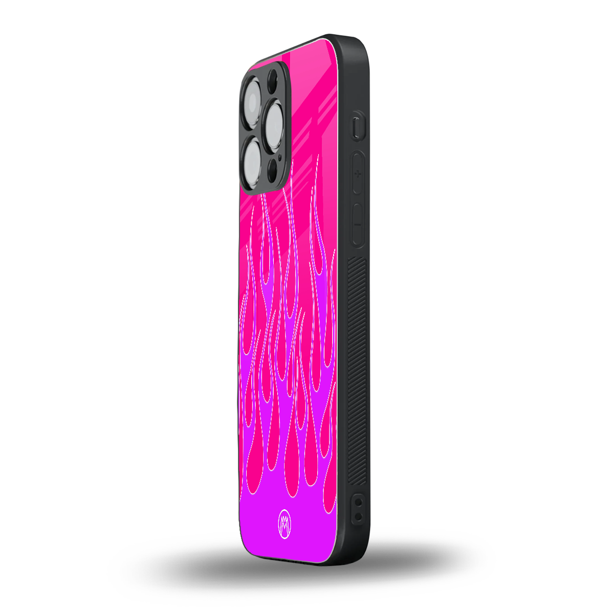 y2k hot pink flames back phone cover | glass case for iphone 15 pro max