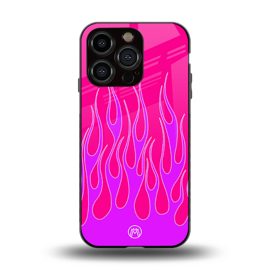 y2k hot pink flames back phone cover | glass case for iphone 14 pro