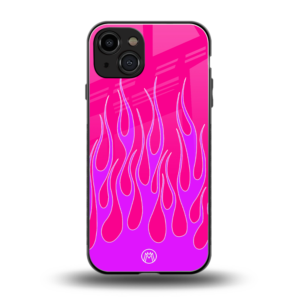 y2k hot pink flames back phone cover | glass case for iphone 15