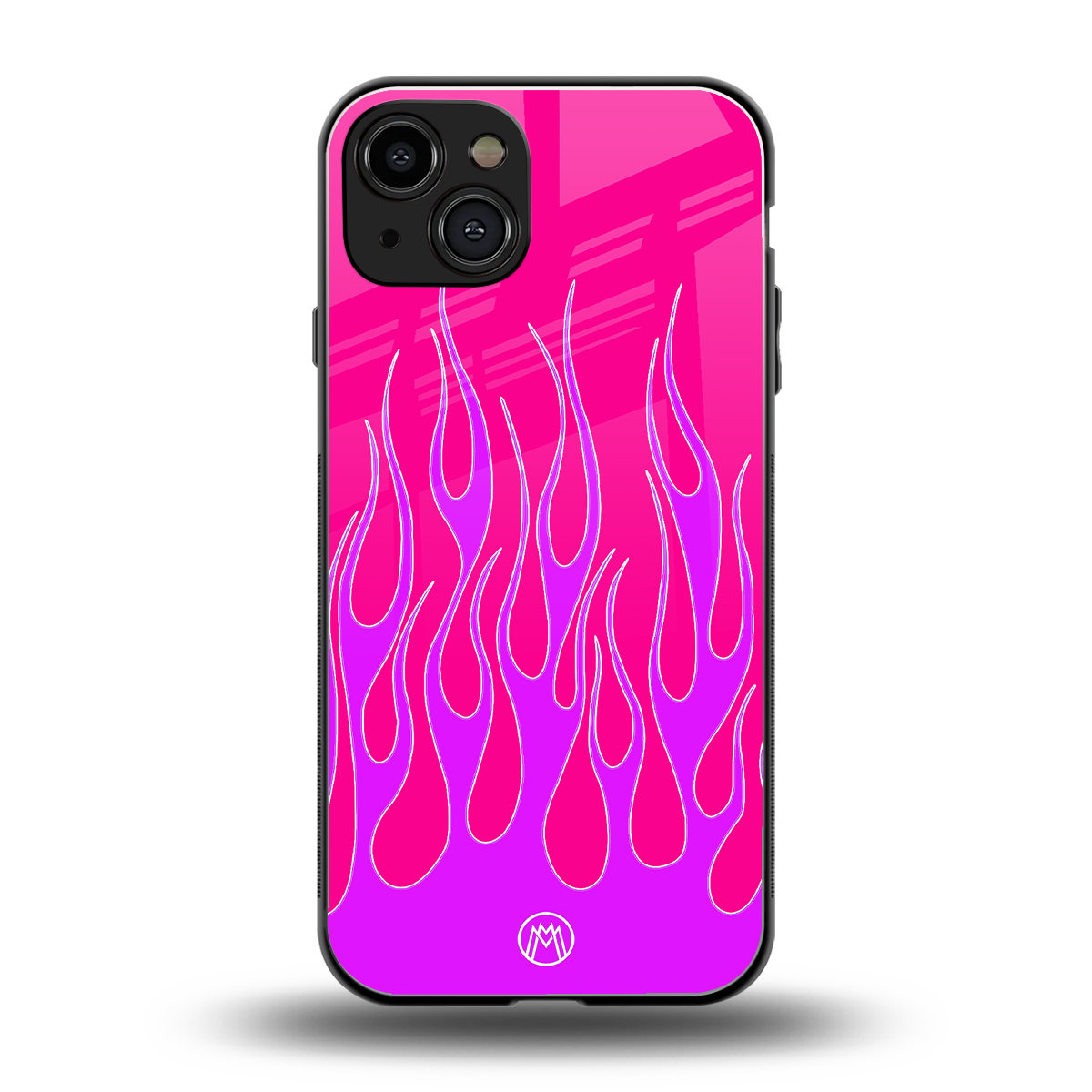 y2k hot pink flames back phone cover | glass case for iphone 15