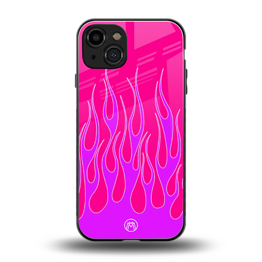 y2k hot pink flames back phone cover | glass case for iphone 14