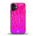 y2k hot pink flames back phone cover | glass case for iphone 16 plus