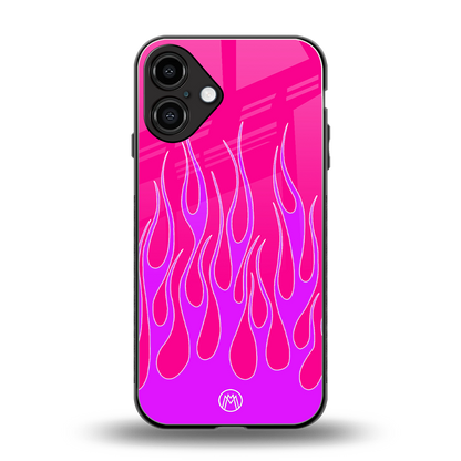 y2k hot pink flames back phone cover | glass case for iphone 16 plus
