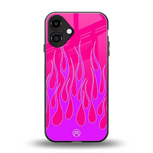 y2k hot pink flames back phone cover | glass case for iphone 16 plus