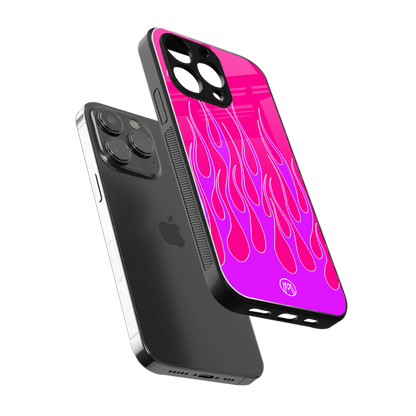 y2k hot pink flames back phone cover | glass case for iphone 16 pro max