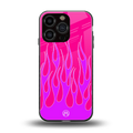 y2k hot pink flames back phone cover | glass case for iphone 16 pro