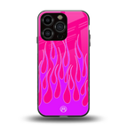 y2k hot pink flames back phone cover | glass case for iphone 16 pro
