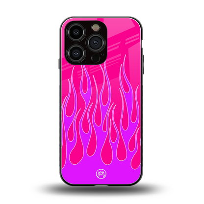 y2k hot pink flames back phone cover | glass case for iphone 16 pro