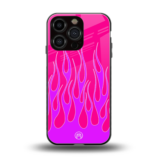 y2k hot pink flames back phone cover | glass case for iphone 16 pro
