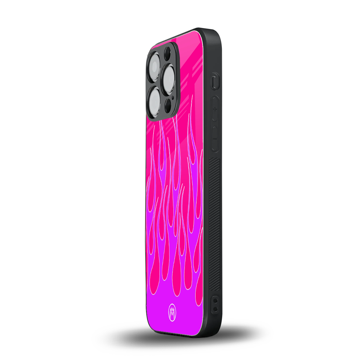 y2k hot pink flames back phone cover | glass case for iphone 16 pro