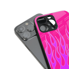 y2k hot pink flames back phone cover | glass case for iphone 16 pro