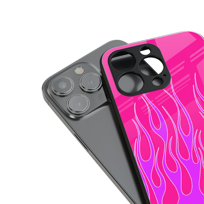 y2k hot pink flames back phone cover | glass case for iphone 15 pro