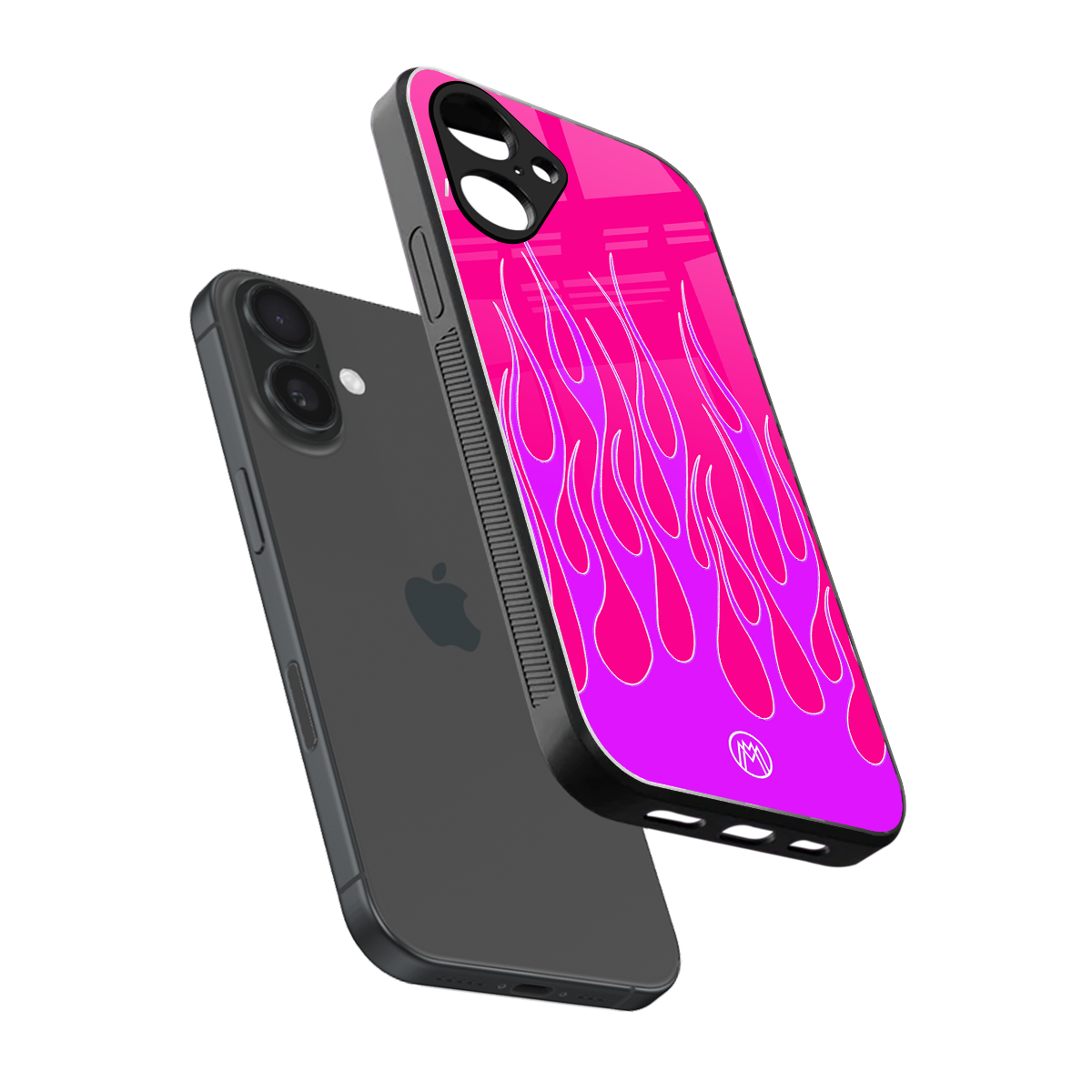 y2k hot pink flames back phone cover | glass case for iphone 16