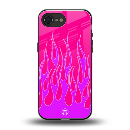 y2k hot pink flames back phone cover | glass case for iphone 16e