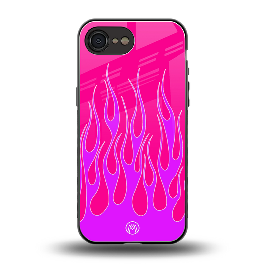 y2k hot pink flames back phone cover | glass case for iphone 16e
