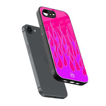 y2k hot pink flames back phone cover | glass case for iphone 16e
