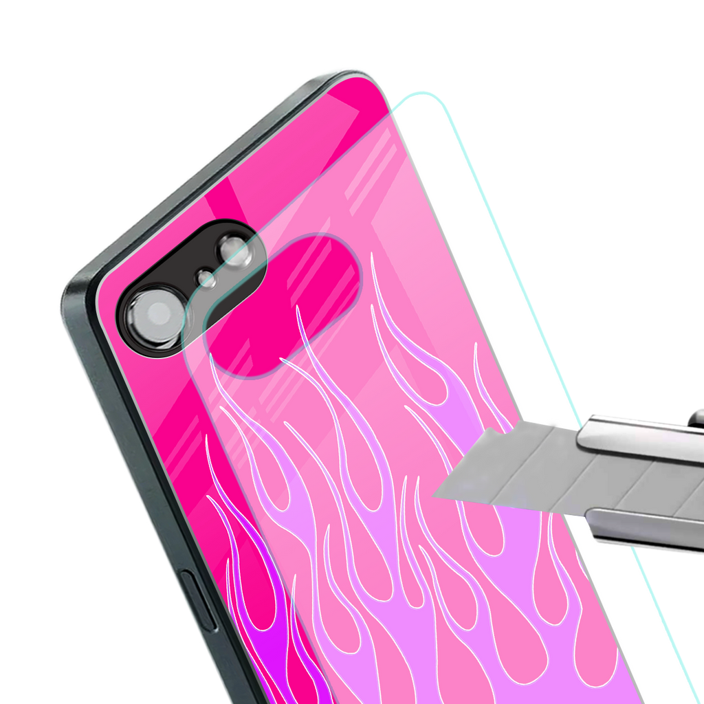 y2k hot pink flames back phone cover | glass case for iphone 16e