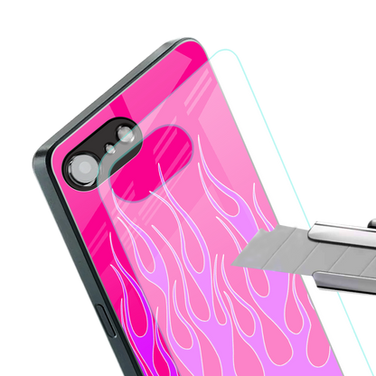 y2k hot pink flames back phone cover | glass case for iphone 16e