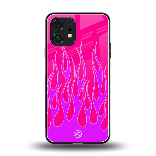 y2k hot pink flames back phone cover | glass case for nothing phone 1