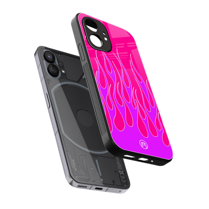 y2k hot pink flames back phone cover | glass case for nothing phone 1