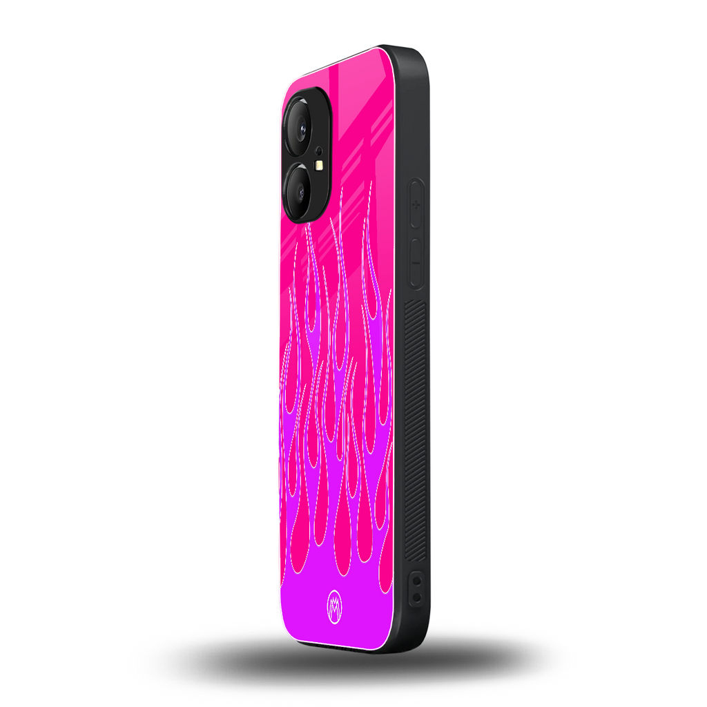 y2k hot pink flames back phone cover | glass case for nothing phone 1