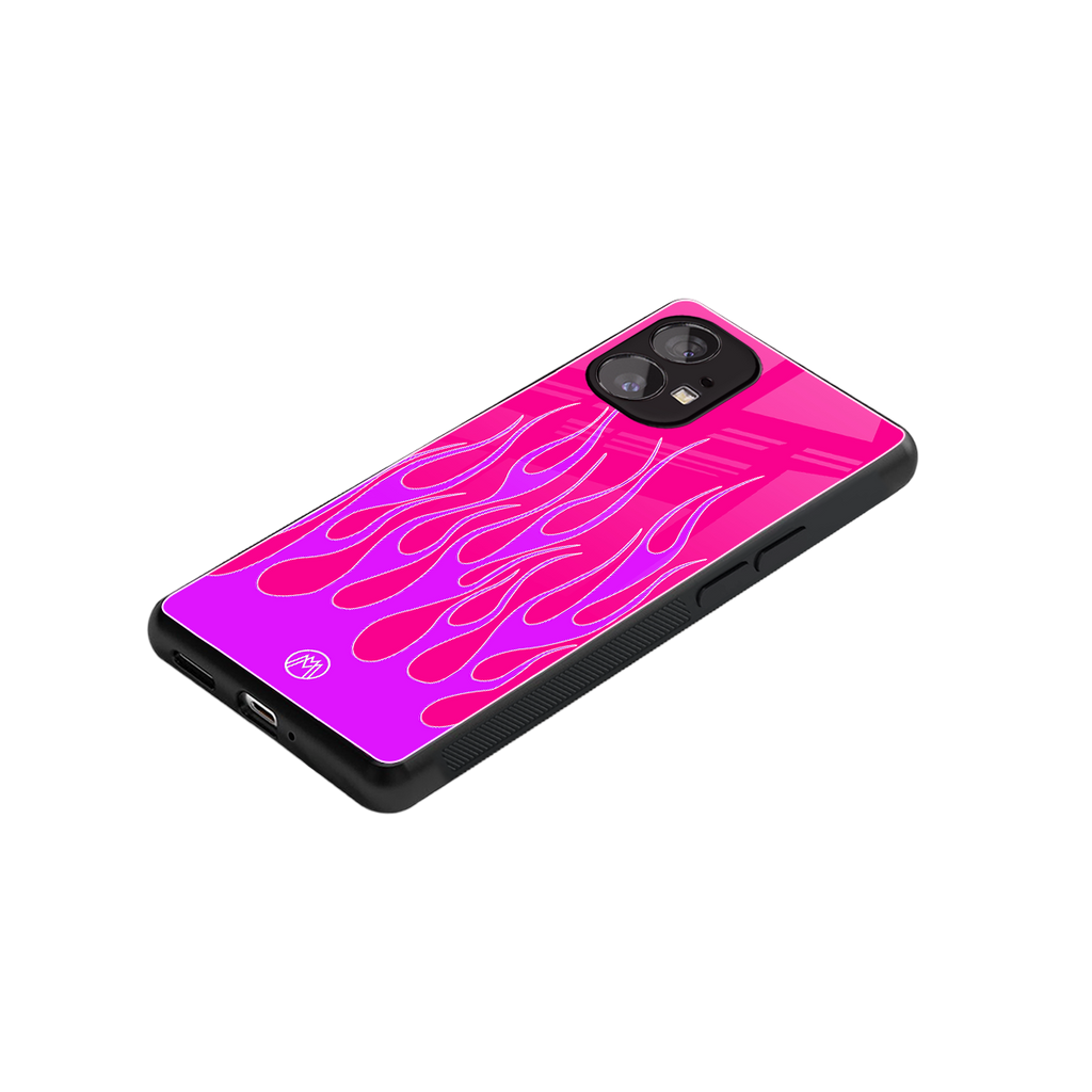 y2k hot pink flames back phone cover | glass case for nothing phone 1