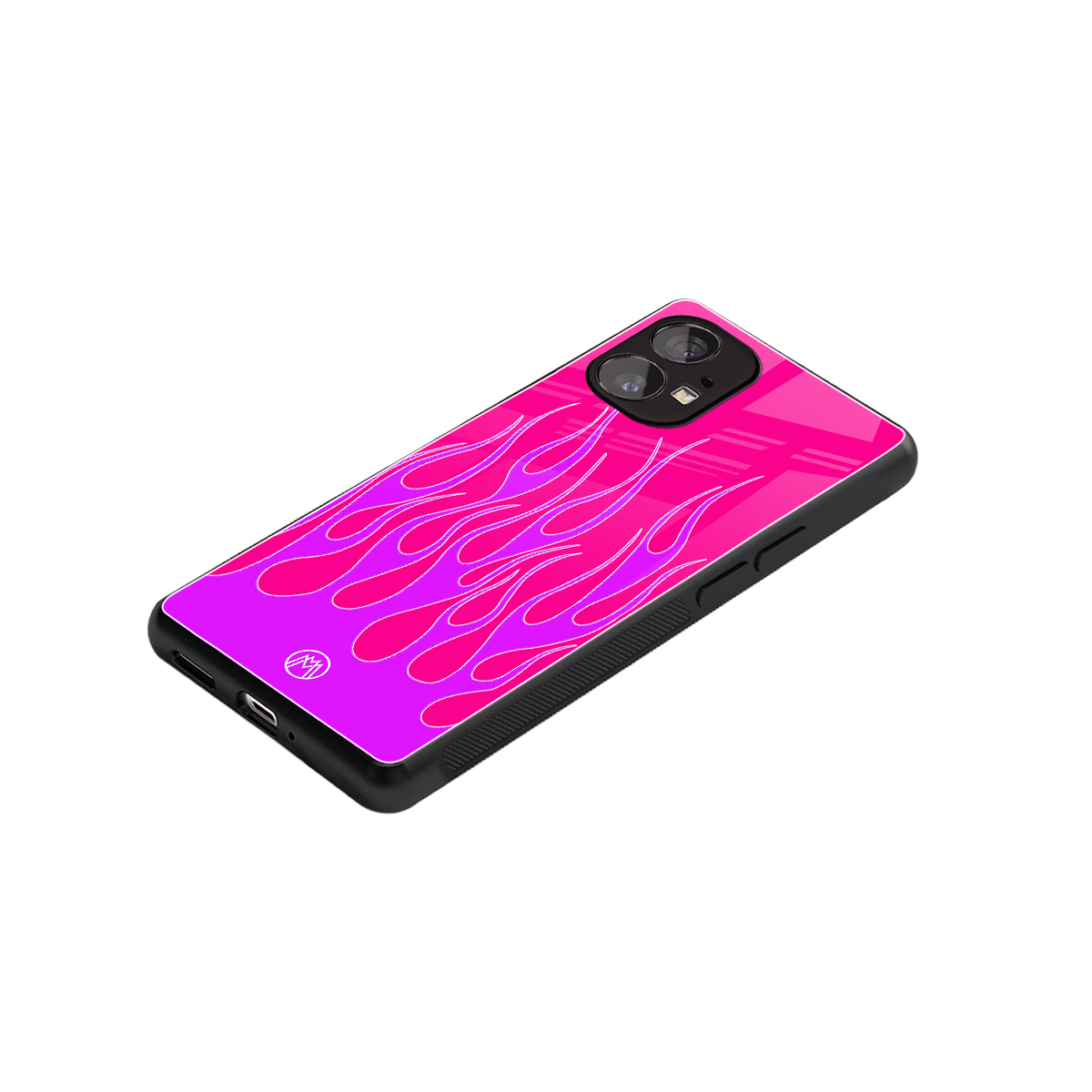 y2k hot pink flames back phone cover | glass case for nothing phone 1