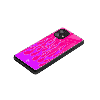 y2k hot pink flames back phone cover | glass case for nothing phone 1